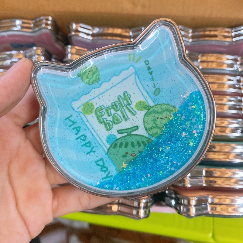 Gương trang điểm mèo hai mặt có phóng to bỏ túi chất liệu inox