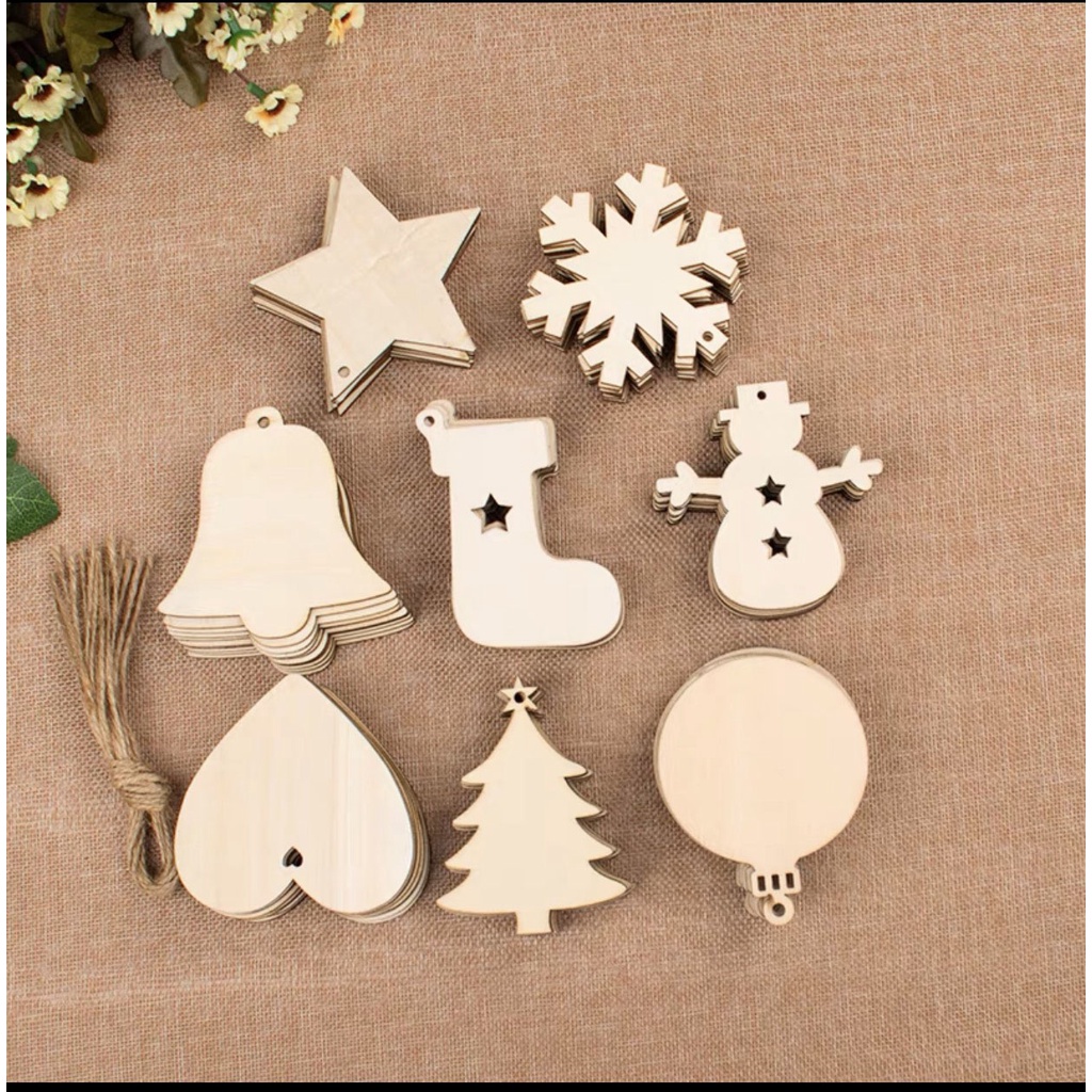 Phụ Kiện Noel Bằng Gỗ Decor Phong Cách Rustic Cho Bé Thỏa Sức Tô Màu Sáng Tạo, Trang Trí Nhà Cửa