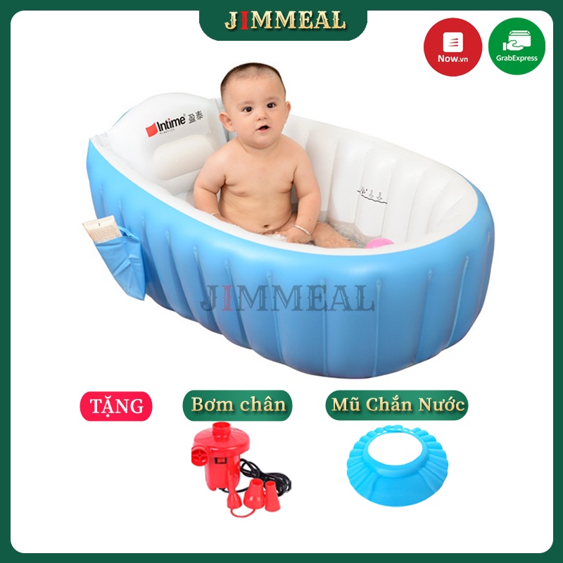 Chậu Tắm Bơm Hơi Cho Bé, Bồn Tắm Bơm Hơi Cho Bé Intime YT-226A Chống Trơn Trượt - Tặng Bơm, Mũ Chắn Nước