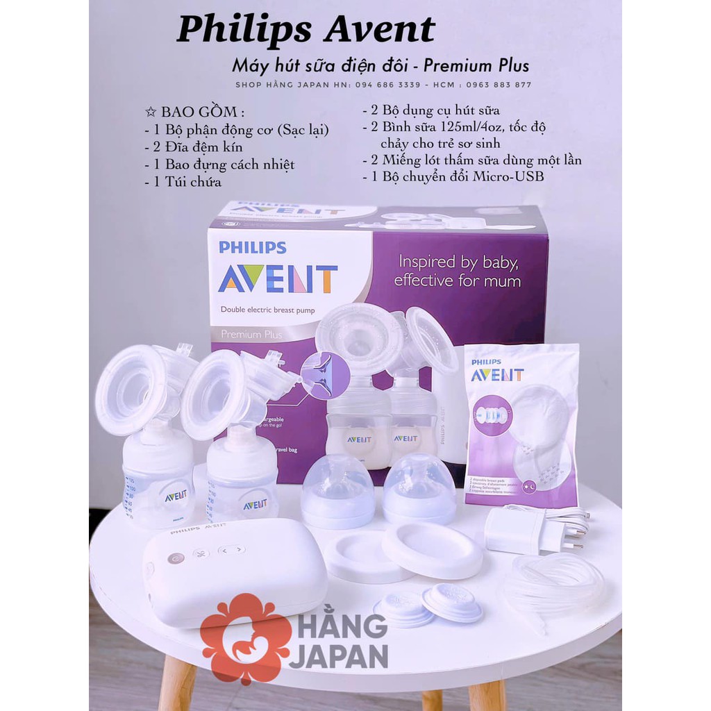 [ CHÍNH HÃNG]  Máy hút sữa Philips Avent E-Plus điện đôi SCF394/11 có tích Pin MẪU MỚI 2021