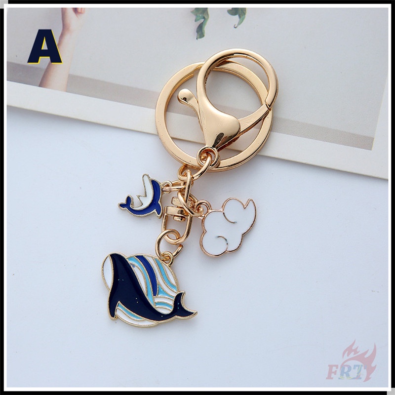 Móc khóa hình cá voi + cá heo + đám mây bằng hợp kim
