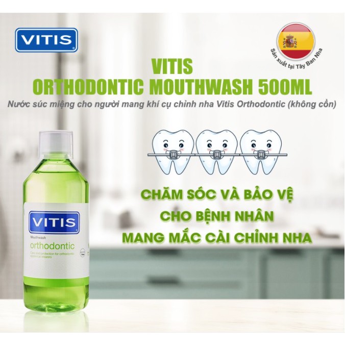 Nước súc miệng chỉnh nha niềng răng VITIS ORTHODONTIC 500ml [dvcareshop]