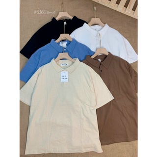 (Ảnh thật) Áo pull trơn chất thô mặt tuyết tay lỡ cổ polo basic
