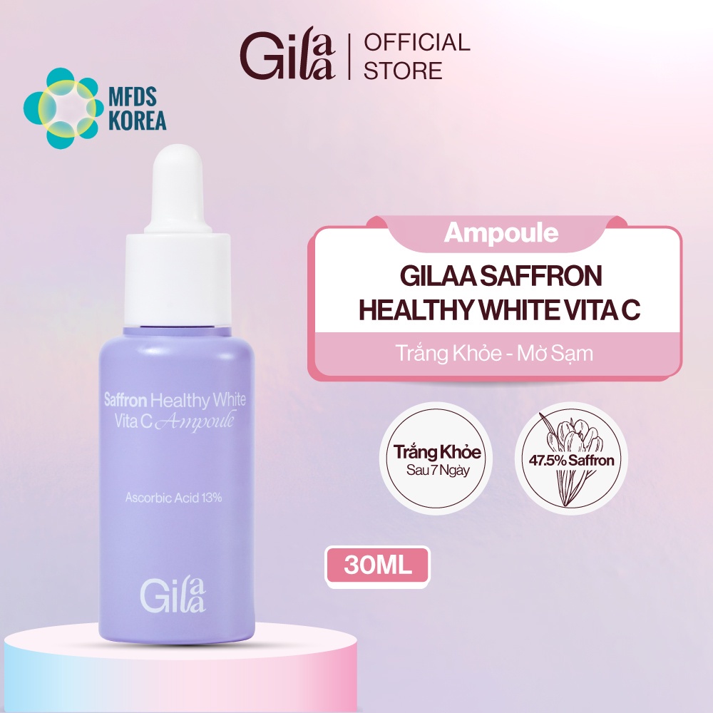 Bộ đôi Gilaa Saffron dưỡng trắng da (Nước cân bằng dạng bọt bong bóng 100ml &amp; Tinh chất tươi dưỡng trắng 30ml)