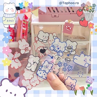 Set 4 tấm sticker gấu trong suốt