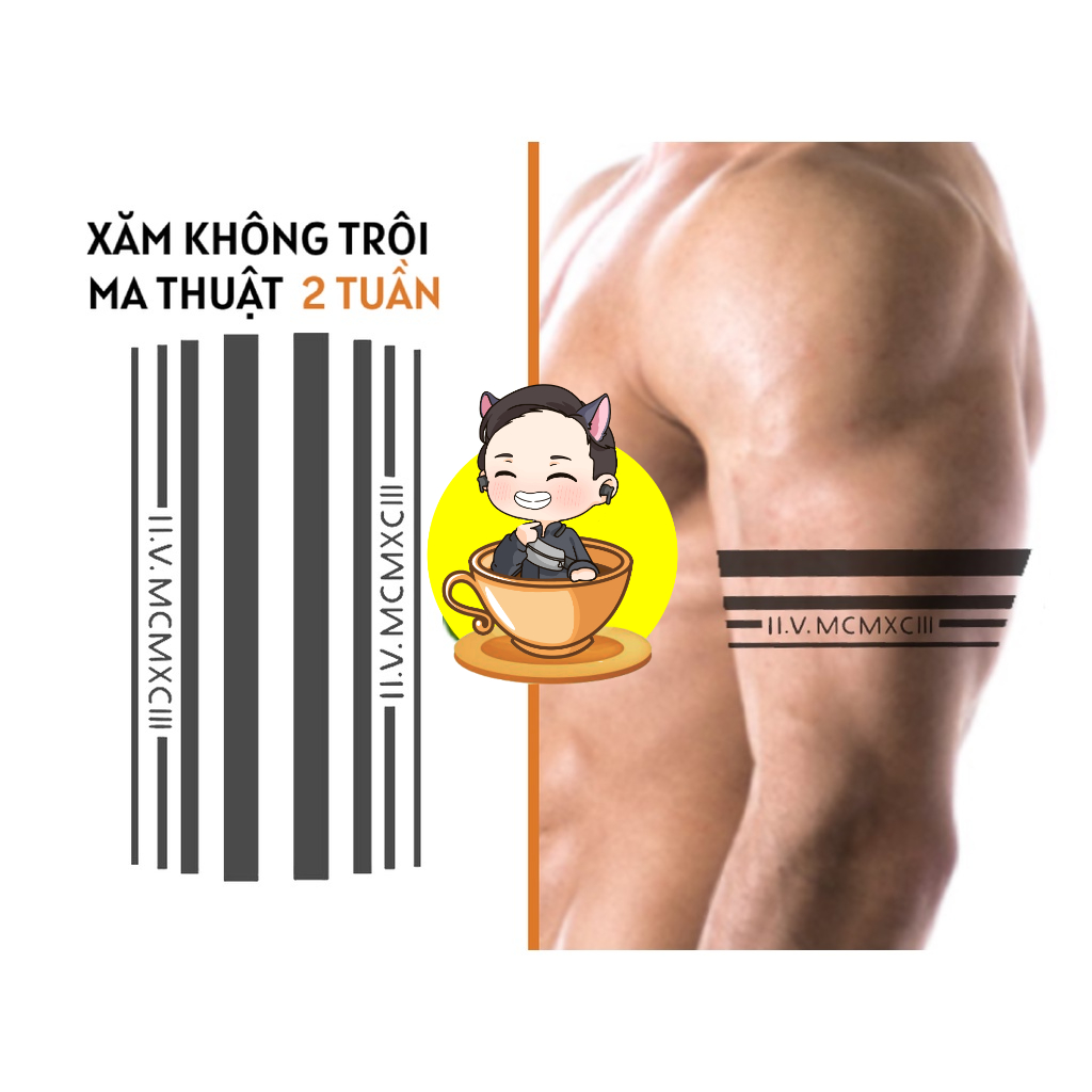 Hình xăm không trôi cuốn cánh tay, quấn cổ tay, đường thanh kẻ ngang chữ số la mã, Xăm giống Inkaholic