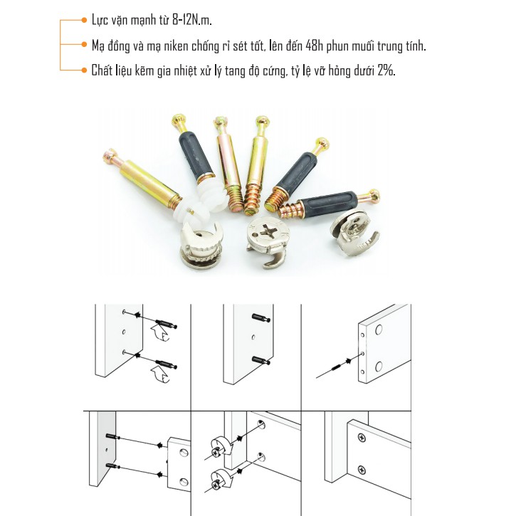 Bộ ốc liên kết trụ nhựa 3CT