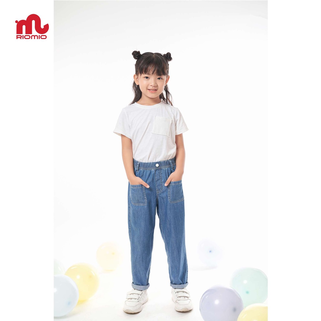 Quần jean cho bé gái 5-12 tuổi (20-50kg) ống suông RIOMIO đồng phục đi học đi chơi 100% cotton USA cao cấp - RO236