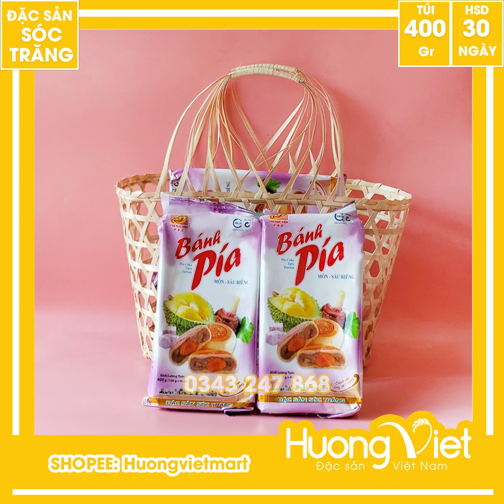 Bánh pía khoai môn sầu riêng 1 trứng 400gr Tân Huê Viên, quà tặng đặc sản Việt Nam