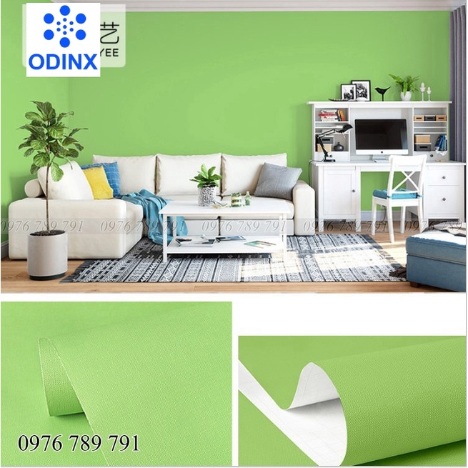 Giấy Dán Tường Phòng Ngủ Có Keo Sẵn 10m, Decal Dán Tường Trơn 1 Màu Vân Nhám ODINX