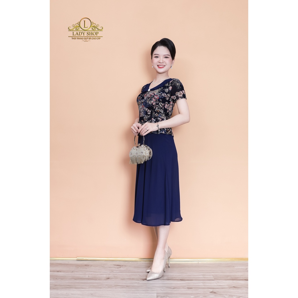 Đầm peplum cổ sen bèo sang trọng Ladyshop thời trang trung niên cao cấp TK961