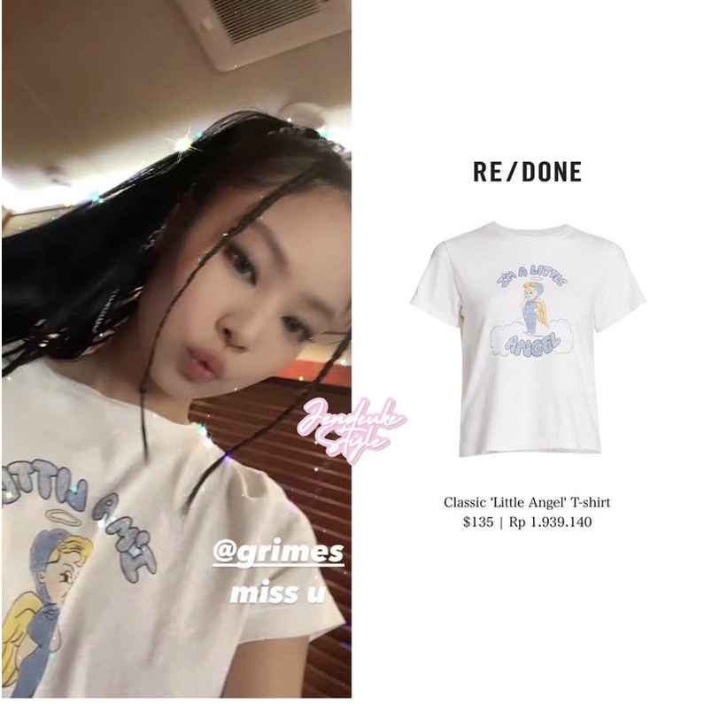 Áo phông in hình thiên thần giống Jennie Blackpink, Seo Ah Ri phim Celebrity, Giselle aespa