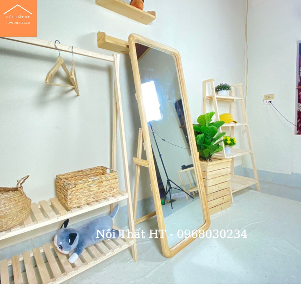 Gương Đứng Soi Toàn Thân Treo Tường Gỗ Thông Nhập Khẩu - Nội Thất HT