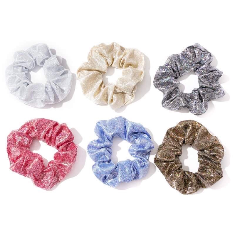 Scrunchies ánh nhũ lóng lánh,chun buộc tóc nhũ óng