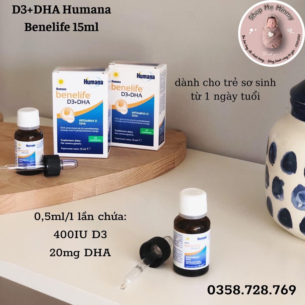 Humana Benelife D3-DHA lọ 15ml( cho bé từ 1 ngày tuổi)