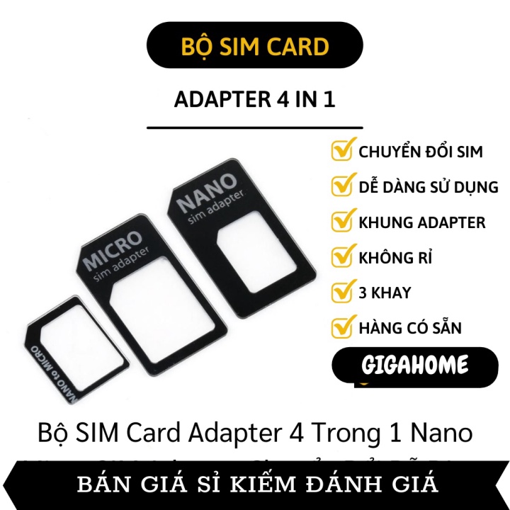 Chuyển Đổi Thẻ Sim GIGAHOME Bộ SIM Card Adapter 4 trong 1 Nano Micro SIM Adapter 5652