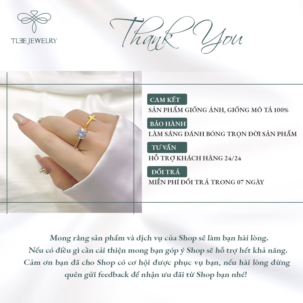 Nhẫn bạc TLEE thánh giá, chữ thập basic mạ vàng 14k NCJ A0106