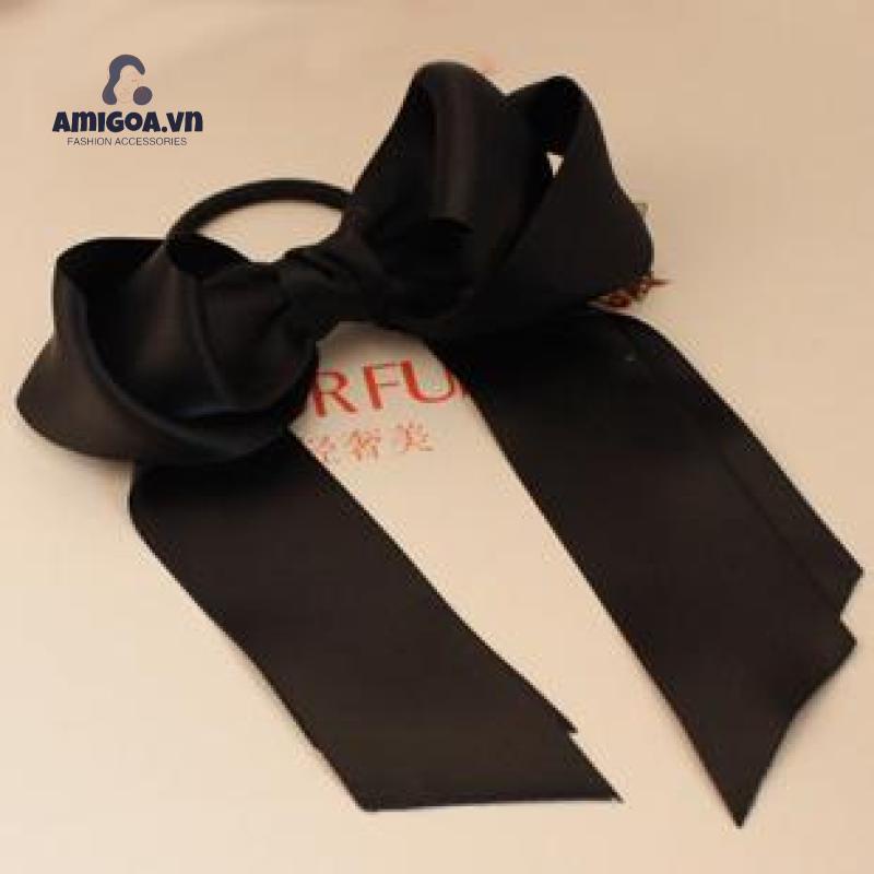 Dây Thun Cột Tóc Hai Lớp Bằng satin Thắt Nơ Dễ Thương