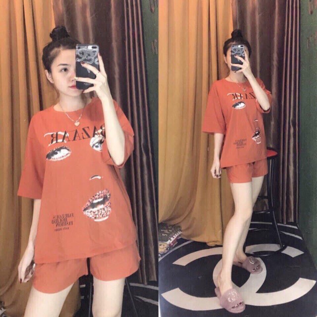 [Mã FAMAYWA2 giảm 10K đơn 50K] Set thun nữ đẹp 🌸FREESHIP🌸 Bộ Nữ Mặc Ở Nhà Mắt Môi Tinh Nghịch