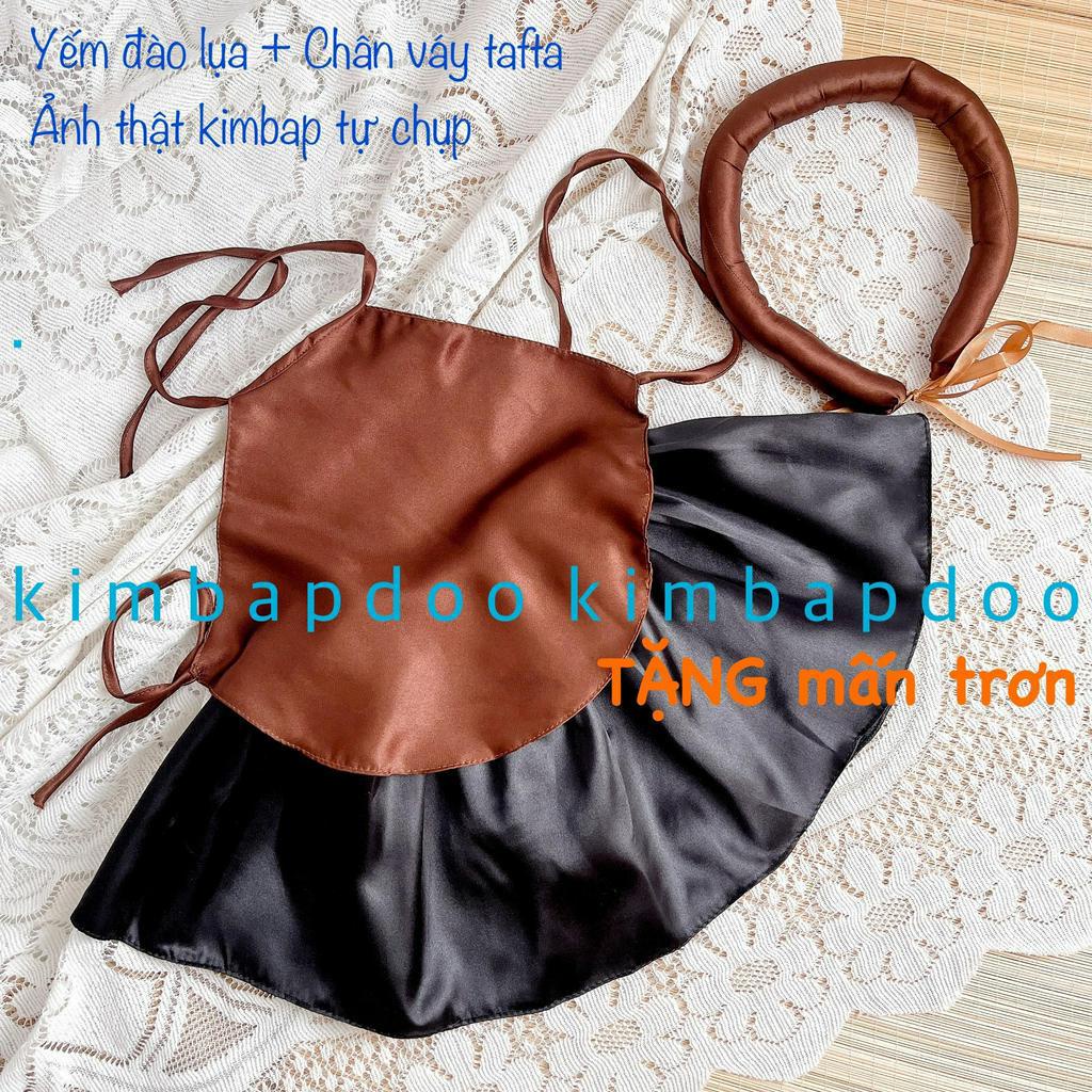 (6-23kg) Yếm đào lụa + chân váy bồng tafta Tặng kèm mấn cho bé gái