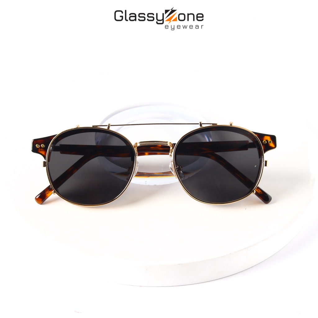 Gọng kính cận, Mắt kính giả cận kim loại Form Oval Clip-on Unisex Nam Nữ Fletcher - GlassyZone