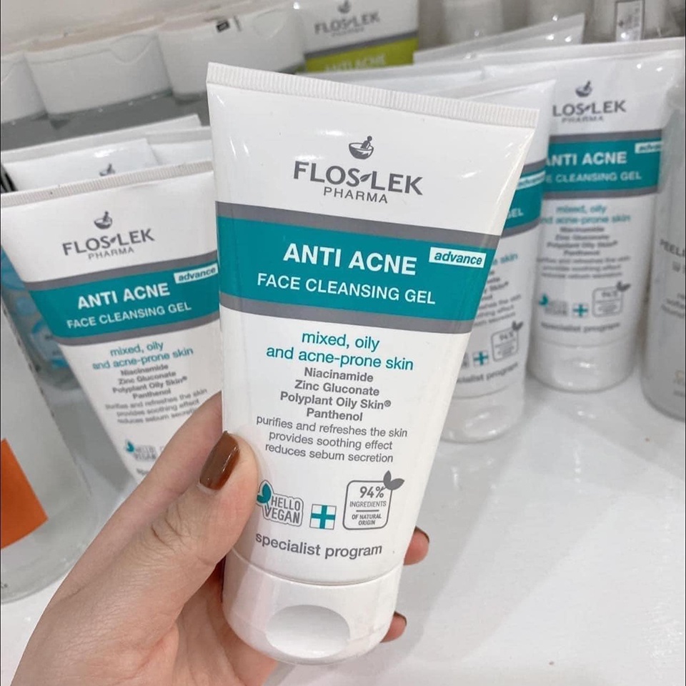✅  Sữa Rửa Mặt Floslek Giảm Mụn Cho Da Dầu Mụn Anti Acne Face Cleansing Gel