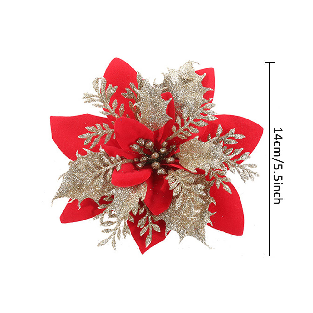 （Trang trí năm mới của Trung Quốc）Set 5 bông hoa nhân tạo trang trí giáng sinh dễ thương độc đáo