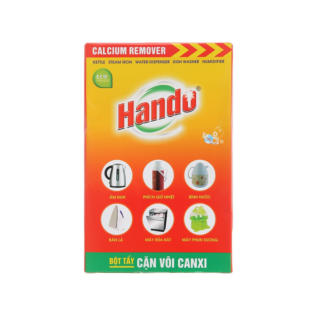 Hộp 2 gói bột tẩy cặn canxi cây nước ấm đun nước bình nóng lạnh Hando 100g