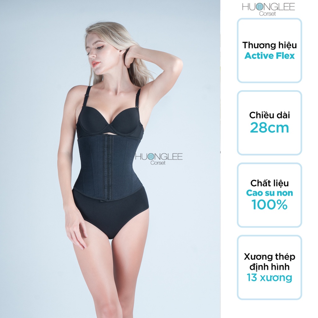 [HUONGLEE Corset] Đai Gen Nịt Bụng Thon Eo Latex Active Flex Jennie 13 xương thép 28cm