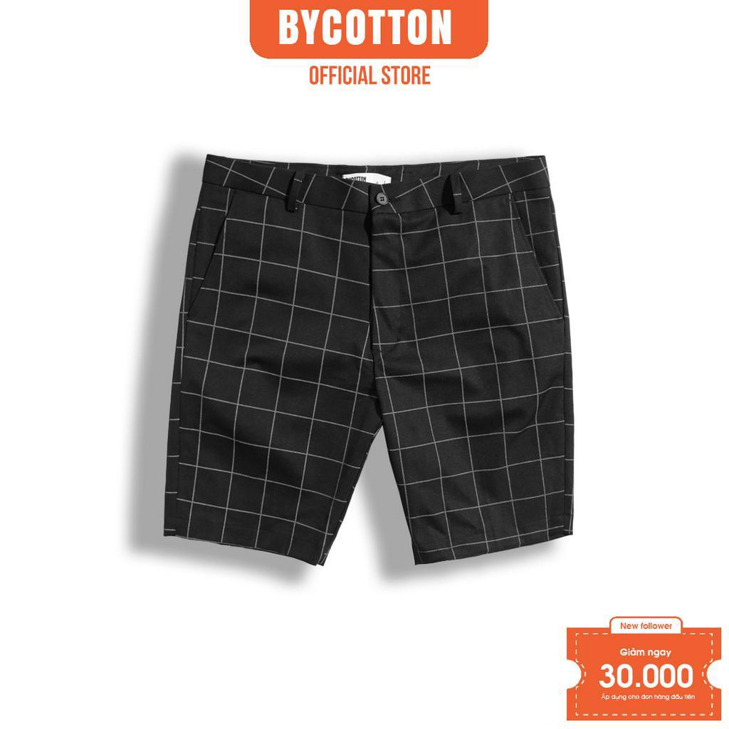 [Mã BYCO50PP giảm ngay 50% đơn 0K] Quần Short Kate Cotton Nam Cao Cấp Checked Black Trousers BY COTTON