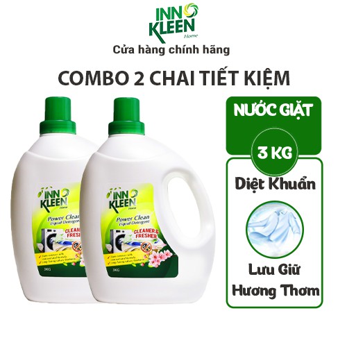 Combo 02 Nước Giặt Xả Diệt Khuẩn Khử Mùi Innokleen 2 trong 1 Giặt Sạch Vết Bẩn Lưu Giữ Hương Thơm - 3l