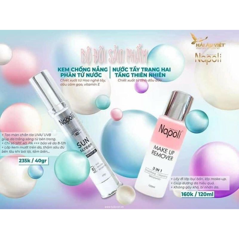 Combo Kem Chống Nắng Phân Tử và Tẩy Trang Napoli