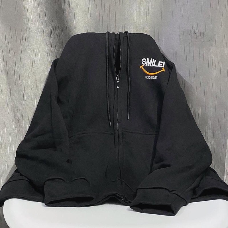 Áo Khoác Nỉ Lot Bông Dây Kéo Smile Unisex Form Rộng Freesize Dưới 70kg