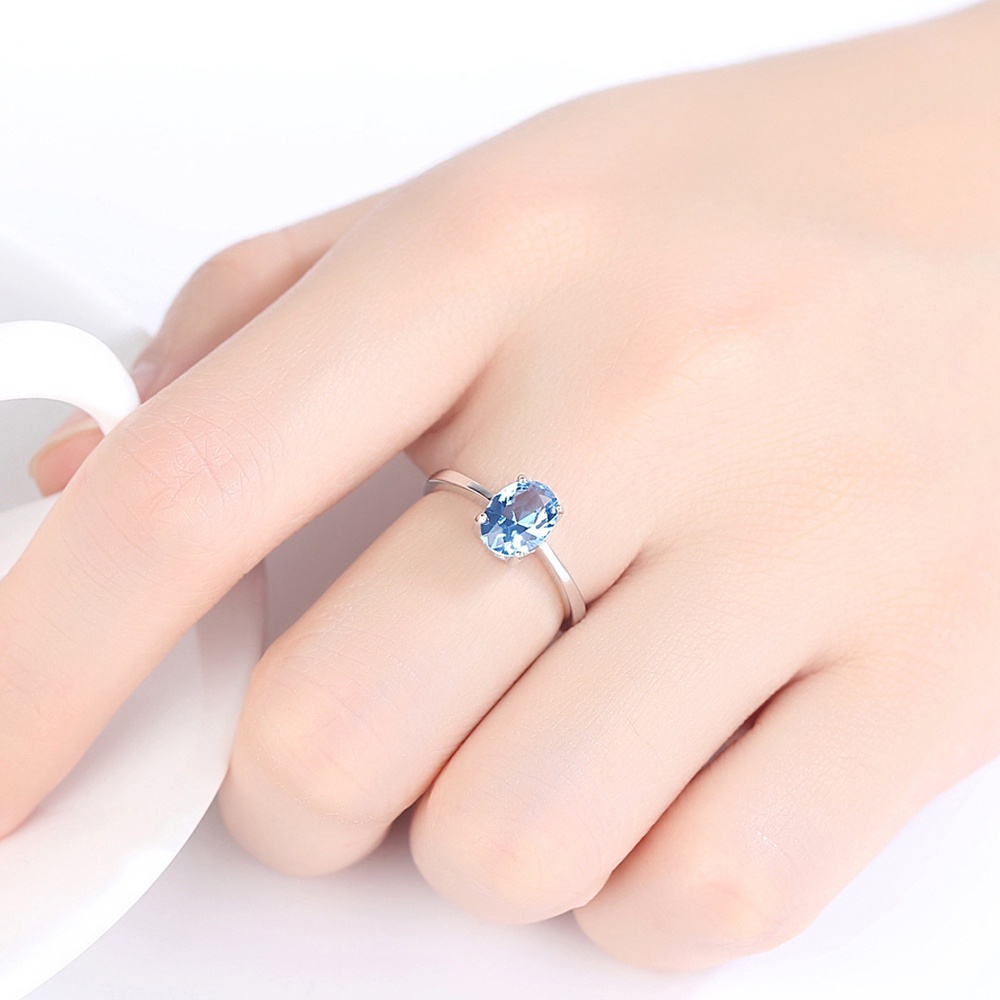 Bộ Trang Sức Bạc Nữ S925 Đá topaz Màu Xanh Sang Chảnh BDM2311 - Bảo Ngọc Jewelry