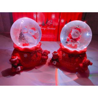 Quả cầu tuyết noel 12cm có nhạc và đèn- quà tặng giáng sinh