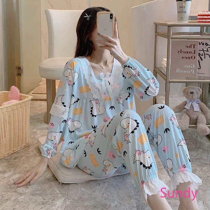 Đồ ngủ tay dài thiết kế trẻ trung hợp mốt thời trang cho nữ