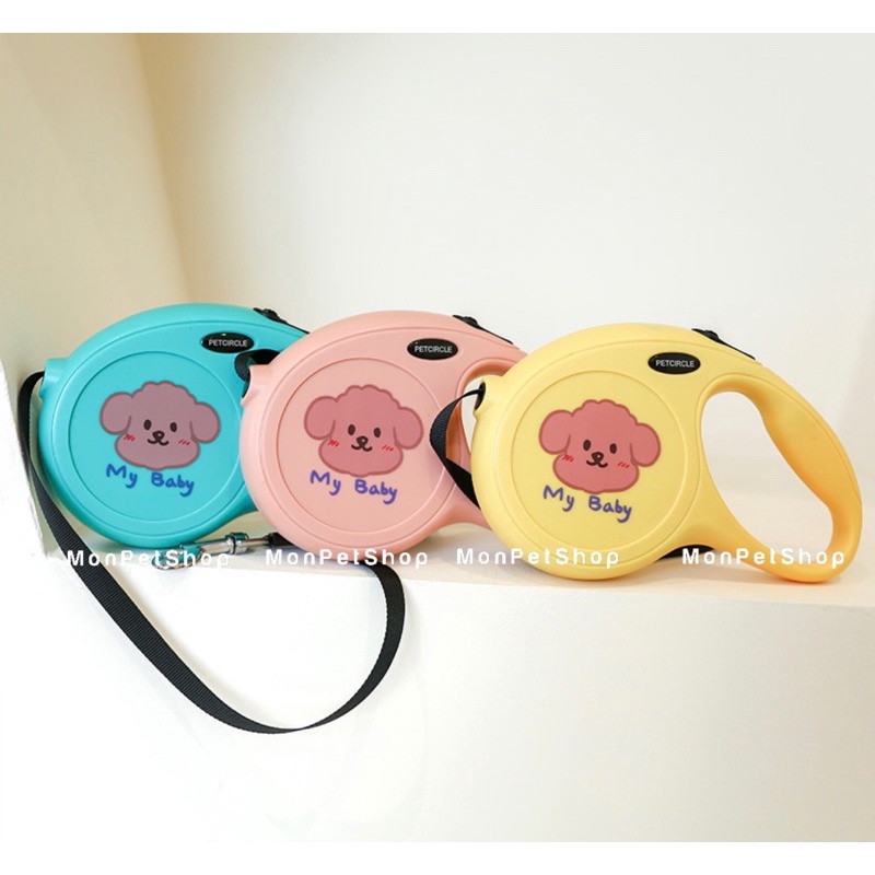 Dây dắt tự động 5M hoạ tiết cún dễ thương