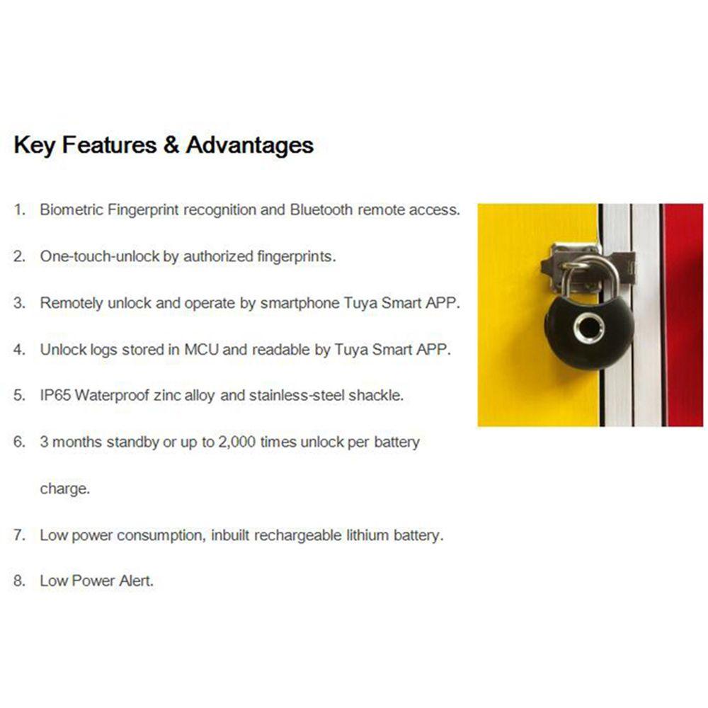 GOGOUP Ổ Khóa Vân Tay Thông Minh Chống Thấm Nước Kết Nối USB