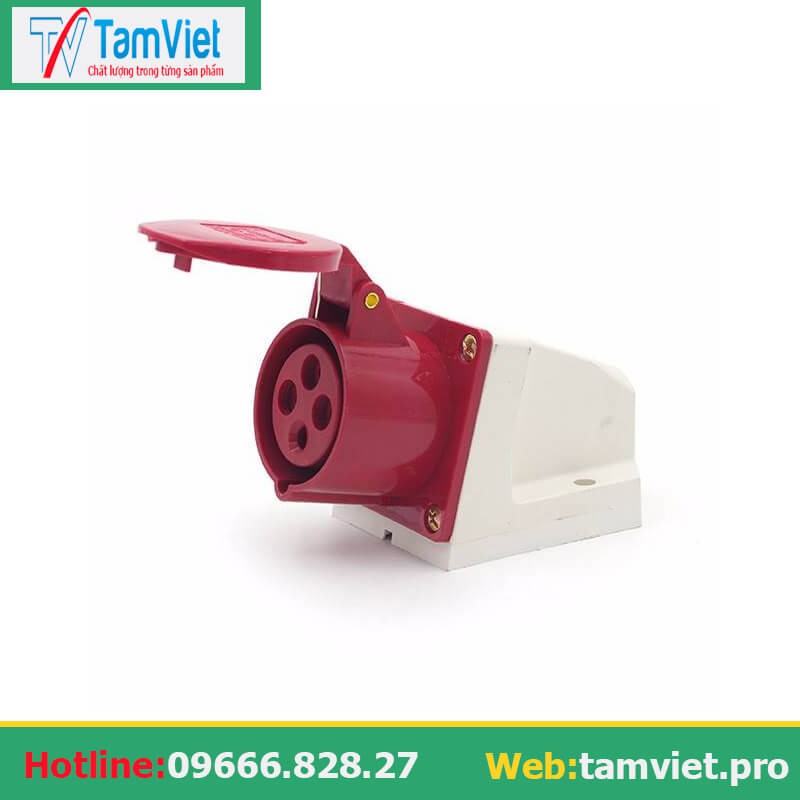 Ổ cắm công nghiệp gắn tường 3 pha 32A 4 chấu