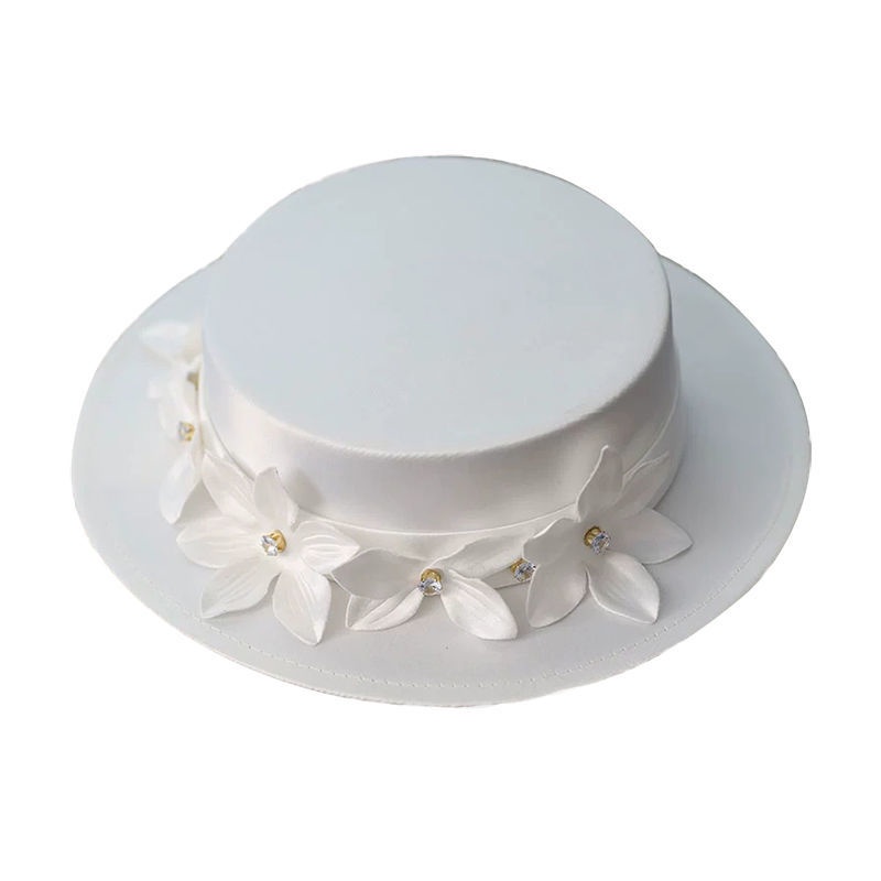 Mũ Lưới Satin Màu Đen Phối Hoa Đơn Giản Phong Cách Pháp Cổ Điển Cho Cô Dâu