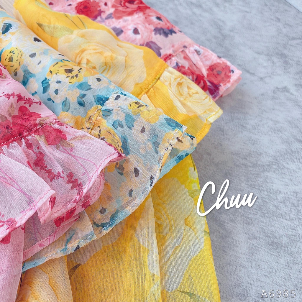 Áo sơ mi nữ họa tiết hoa ly xinh xắn tay phồng CHUU A6985