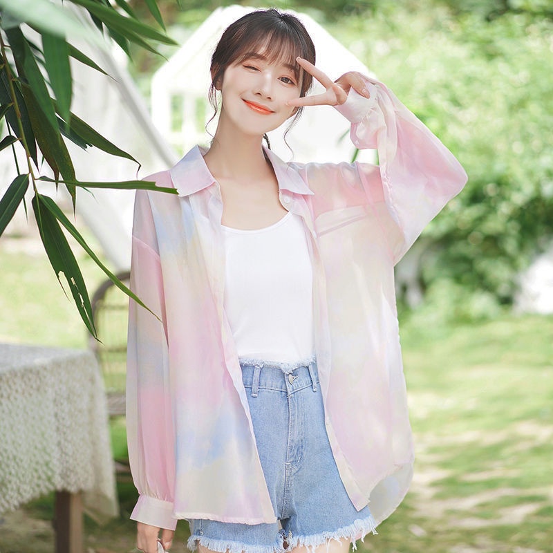Áo Khoác Cardigan Chiffon Mỏng Tay Dài Dáng Rộng Nhiều Màu Sắc Phong Cách Hàn Quốc Thời Trang Mùa Hè Dành Cho Nữ