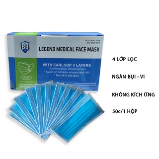 [-50% Xả Hết ] Khẩu trang kháng khuẩn 4 lớp (hộp 50 cái) - Khẩu trang y tế chất lượng cao