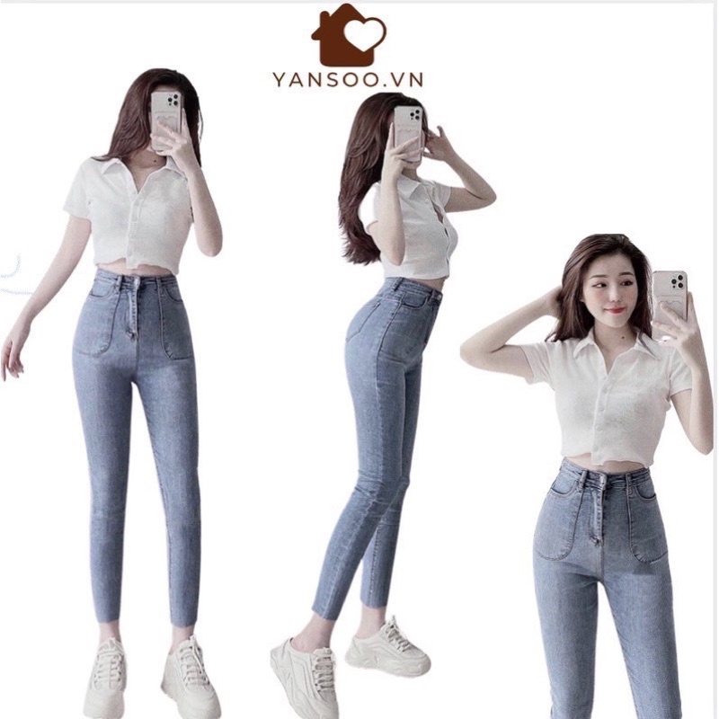Quần jeans ôm túi vuông không đỉa