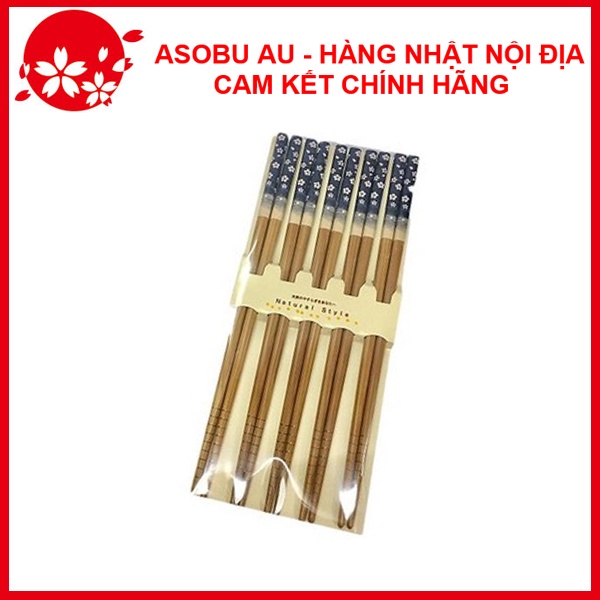 Bộ 5 đũa mẫu hoa xanh Hàng nội địa Nhật Bản