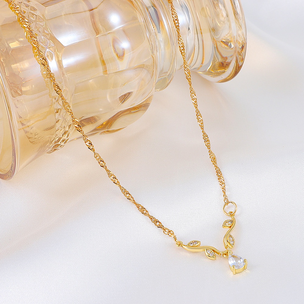 Vòng cổ Mặt Hình Giọt Nước Đính Đá Zircon Thời Trang Hàn Quốc Cho Nữ