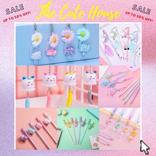 Bút nước tag nhũ/bút gel gắn móc khoá nhiều mẫu cute (Trà sữa, mèo, hoa cúc...)