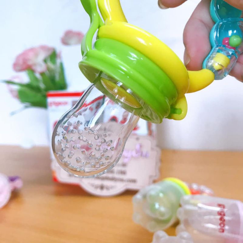 Túi nhai ăn dặm cho bé, pigeon nhật bản, hàng chính hãng, chất liệu an toàn, giúp bé tập nhai tốt hơn