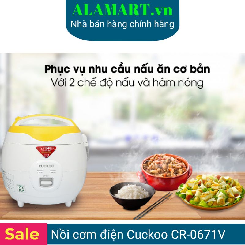 [Mã 55ELSALE1 giảm 7% đơn 300K] NỒI CƠM ĐIỆN CUCKOO 1.0L CR-0671V