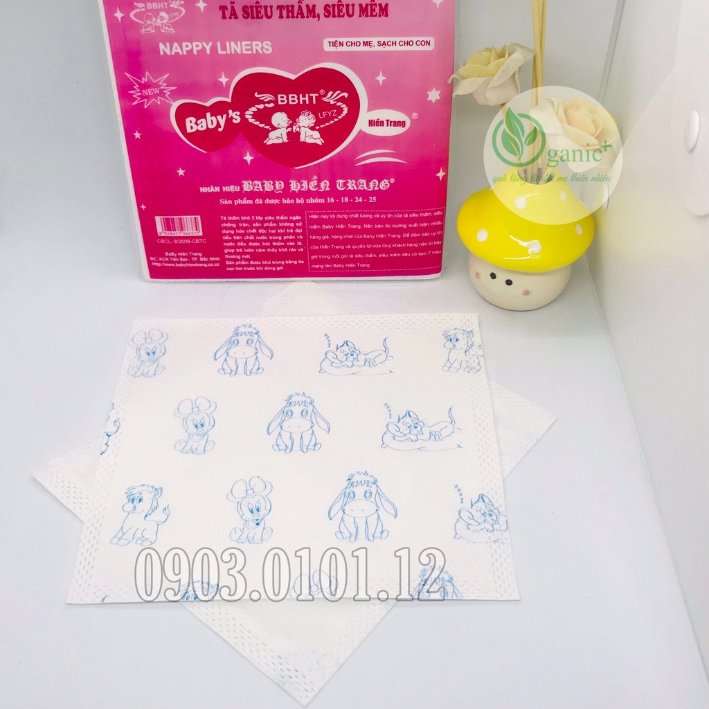 Tấm lót sơ sinh, miếng lót phân xu baby Hiền Trang, 100 tấm có tem chính hãng, siêu thấm hút, siêu tiện lợi